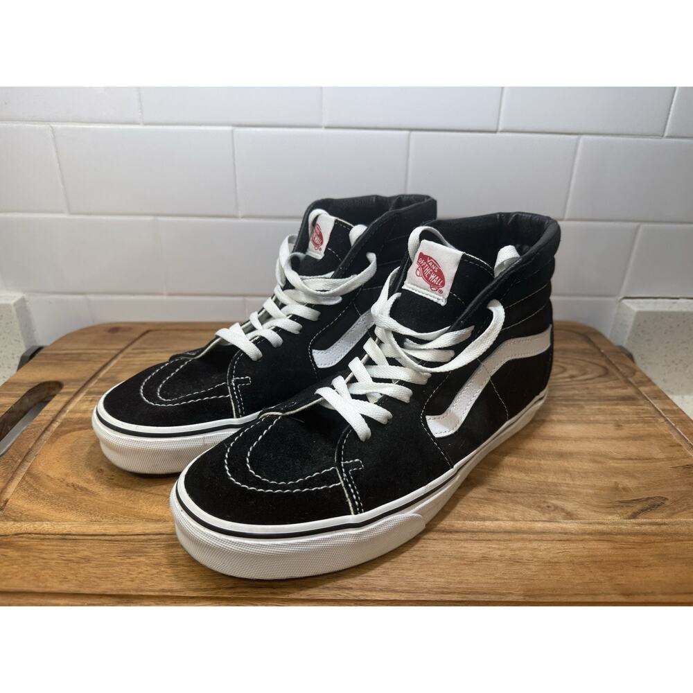 Old School VANS Ski-Hi Black High Top Sneakers M 8.5 W 10 Skater Classic